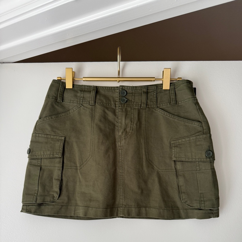 Olive Green Cargo Mini Skirt